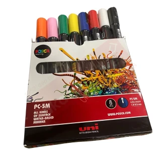 Uni Posca 1.8-2.5 Su Bazlı Markör Kalem Ana Renkler 8"li Pc-5m 8c