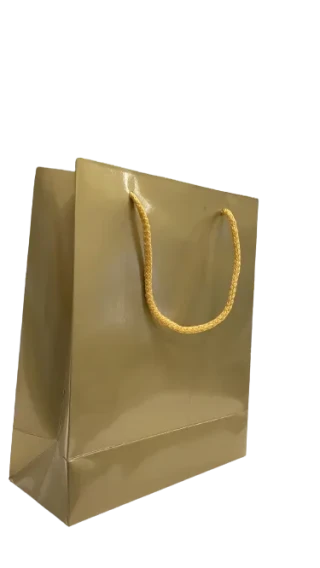Nedi 21x26x9 Cm İp Saplı Selofanlı Karton Çanta Altın 11947