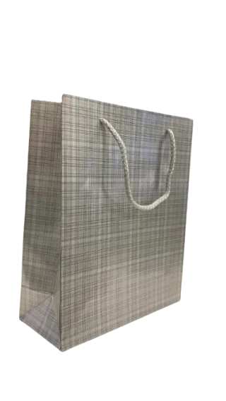 Nedi 21x26x9 Cm İp Saplı Selofanlı Karton Çanta Gümüş 11948